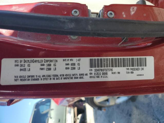 1B3HB78K87D273705 - 2007 DODGE CALIBER R/T RED photo 10