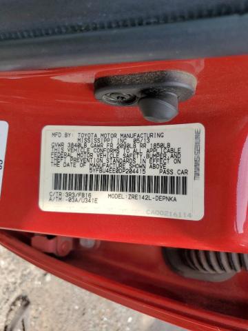 5YFBU4EE0DP204415 - 2013 TOYOTA COROLLA BASE RED photo 12