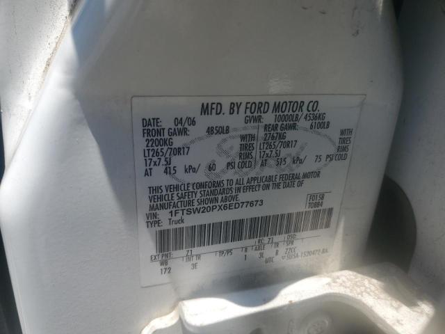 1FTSW20PX6ED77673 - 2006 FORD F250 SUPER DUTY WHITE photo 12