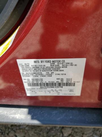 MAJ3S2GE8MC439798 - 2021 FORD ECOSPORT SE Rojo foto 13