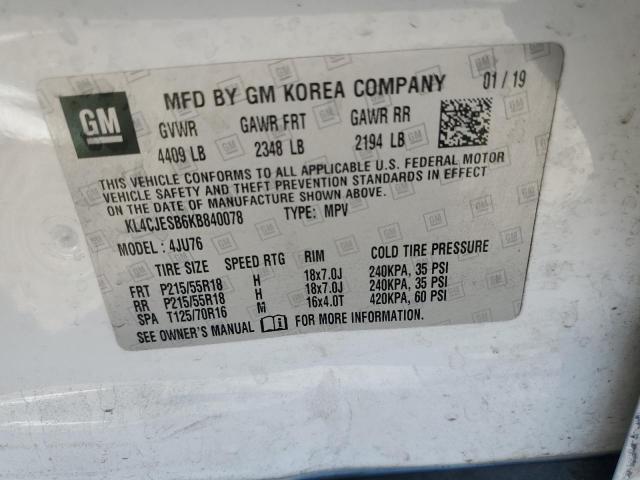 KL4CJESB6KB840078 - 2019 BUICK ENCORE PREFERRED Blanco foto 12