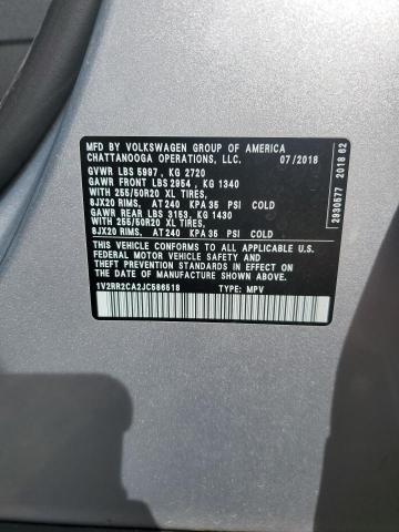 1V2RR2CA2JC586518 - 2018 VOLKSWAGEN ATLAS SEL SILVER photo 14