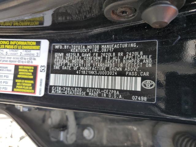 4T1BZ1HK5JU003024 - 2018 TOYOTA CAMRY XSE BLACK photo 12