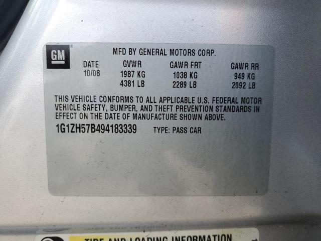 1G1ZH57B494183339 - 2009 CHEVROLET MALIBU 1LT SILVER photo 13