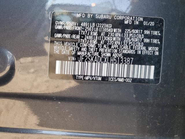 JF2SKADCXLH513387 - 2020 SUBARU FORESTER GRAY photo 13