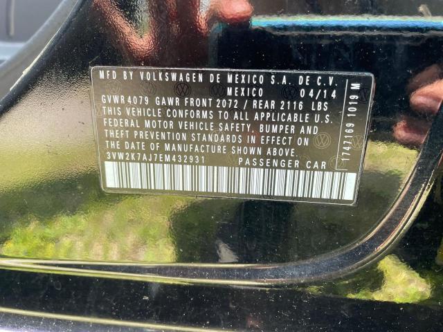 3VW2K7AJ7EM432931 - 2014 VOLKSWAGEN JETTA BASE 黑色 照片 10