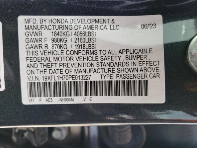 19XFL1H70PE013227 - 2023 HONDA CIVIC EXL 灰色 照片 12