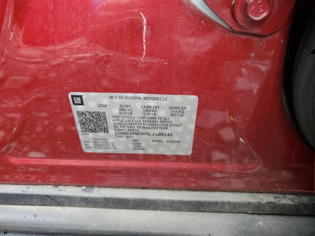 1GNEVHKW9LJ180141 - 2020 CHEVROLET TRAVERSE LT RED photo 13