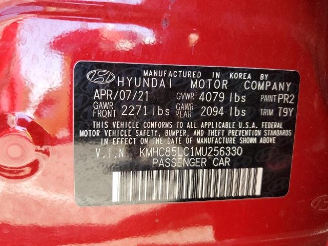 KMHC85LC1MU256330 - 2021 HYUNDAI IONIQ SEL RED photo 12