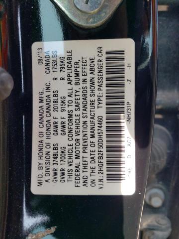 2HGFB2F50DH574460 - 2013 HONDA CIVIC LX BLACK photo 12