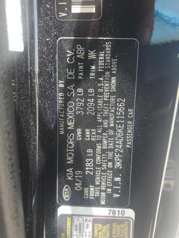 3KPF24AD6KE115662 - 2019 KIA FORTE FE BLACK photo 13