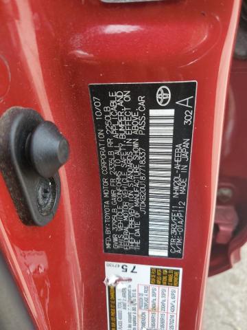 JTDKB20U187718337 - 2008 TOYOTA PRIUS RED photo 12