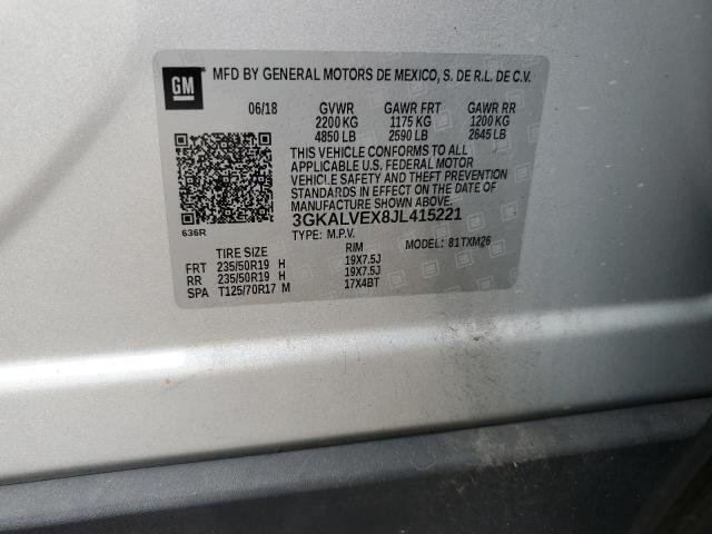 3GKALVEX8JL415221 - 2018 GMC TERRAIN SLT SILVER photo 13