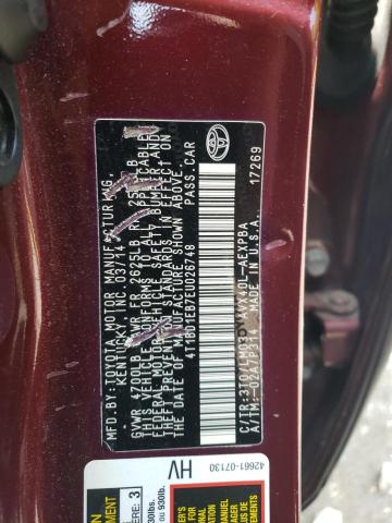 4T1BD1EB7EU026748 - 2014 TOYOTA AVALON HYBRID BURGUNDY photo 12