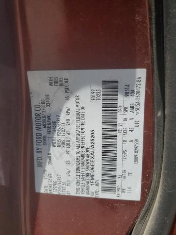 1FMEU6EEXAUA25205 - 2010 FORD EXPLORER EDDIE BAUER BROWN photo 14