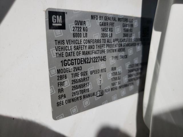 1GCGTDEN2J1227445 - 2018 CHEVROLET COLORADO Z71 WHITE photo 12