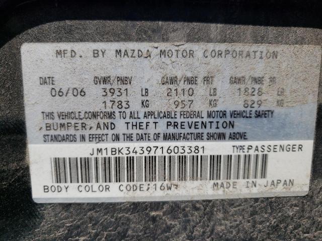 JM1BK343971603381 - 2007 MAZDA 3 HATCHBACK BLACK photo 12