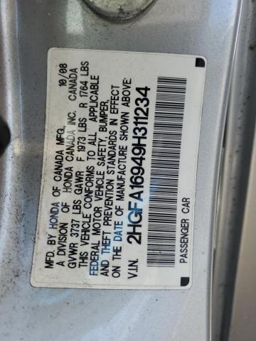 2HGFA16949H311234 - 2009 HONDA CIVIC EXL SILVER photo 13