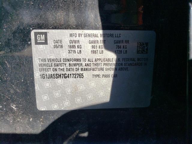 1G1JA5SH7G4172765 - 2016 CHEVROLET SONIC LS BLACK photo 12