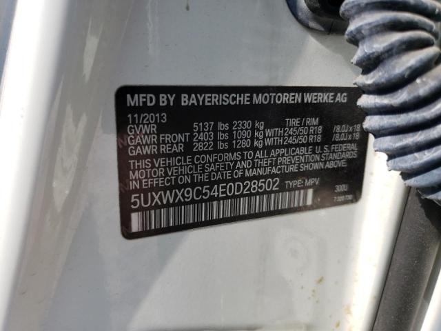 5UXWX9C54E0D28502 - 2014 BMW X3 XDRIVE28I WHITE photo 12