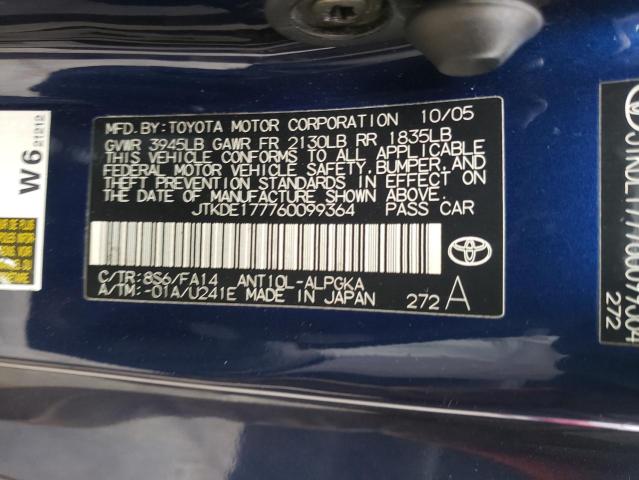 JTKDE177760099364 - 2006 TOYOTA SCION TC 蓝色 照片 12