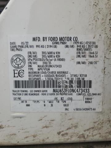 MAJ6S3FL0NC473433 - 2022 FORD ECOSPORT S WHITE photo 14