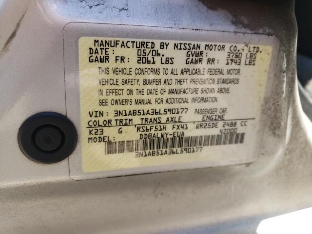 3N1AB51A36L590177 - 2006 NISSAN SENTRA SE-R SPEC V SILVER photo 12