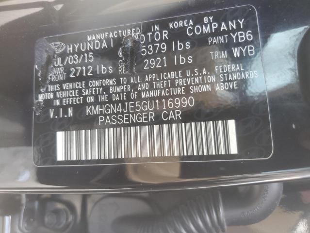 KMHGN4JE5GU116990 - 2016 HYUNDAI GENESIS 3.8L BLACK photo 12