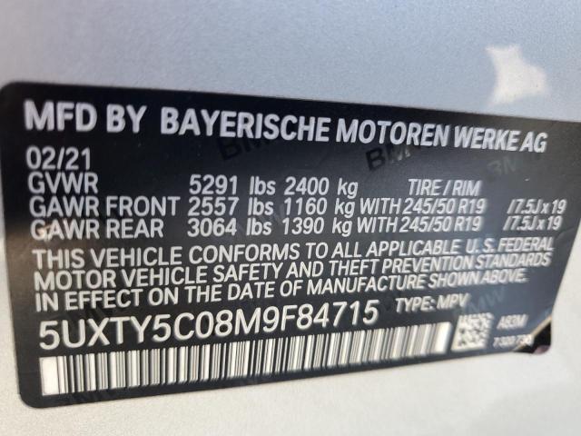 5UXTY5C08M9F84715 - 2021 BMW X3 XDRIVE30I SILVER photo 13