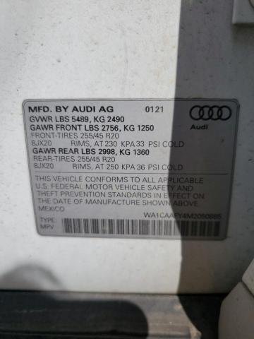 WA1CAAFY4M2050885 - 2021 AUDI Q5 PRESTIGE 白色 照片 12