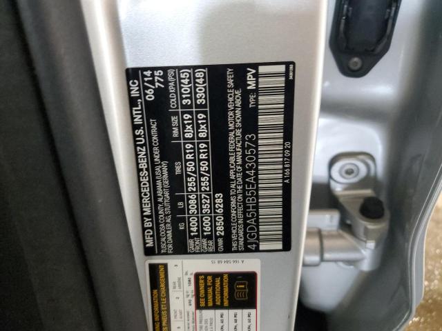 4JGDA5HB5EA430573 - 2014 MERCEDES-BENZ ML 350 4MATIC SILVER photo 13