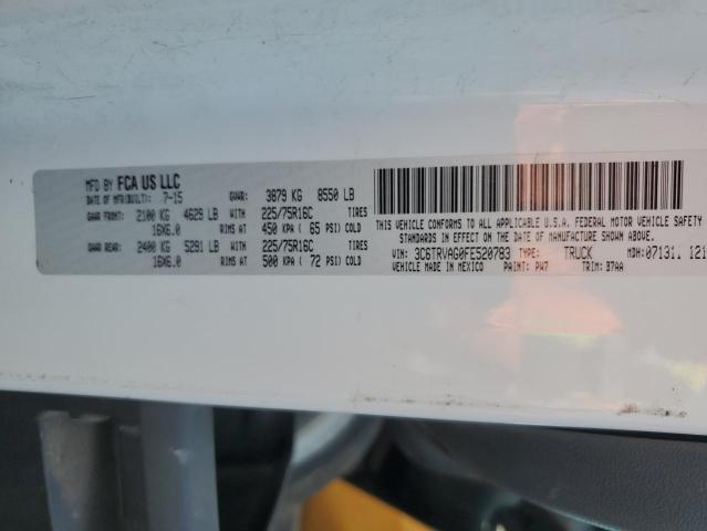 3C6TRVAG0FE520783 - 2015 RAM PROMASTER 1500 STANDARD WHITE photo 14