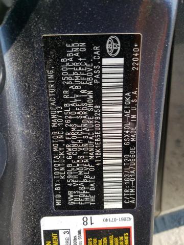 4T1BK1EB5EU079258 - 2014 TOYOTA AVALON BASE 灰色 照片 12