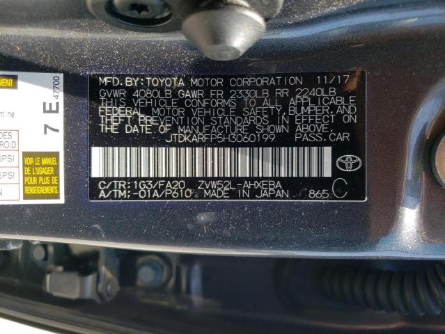 JTDKARFP5H3060199 - 2017 TOYOTA PRIUS PRIM CHARCOAL photo 12