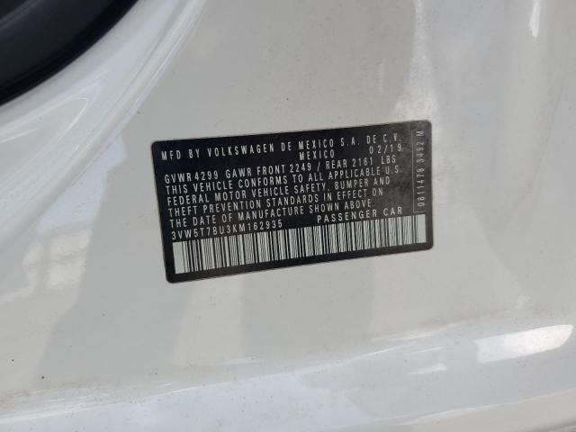 3VW5T7BU3KM162935 - 2019 VOLKSWAGEN JETTA GLI თეთრი ფოტო 12