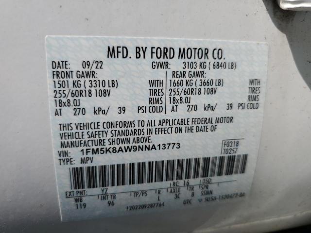 1FM5K8AW9NNA13773 - 2022 FORD EXPLORER POLICE INTERCEPTOR 白色 照片 13