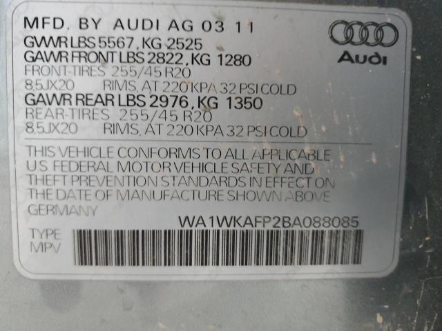 WA1WKAFP2BA088085 - 2011 AUDI Q5 PRESTIGE 银色 照片 13