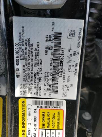 1LN6L9HK3H5601862 - 2017 LINCOLN CONTINENTA Қара фото 12