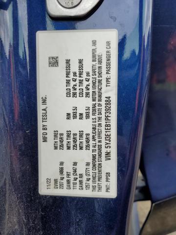 5YJ3E1EB1PF392884 - 2023 TESLA MODEL 3 ლურჯი ფოტო 12