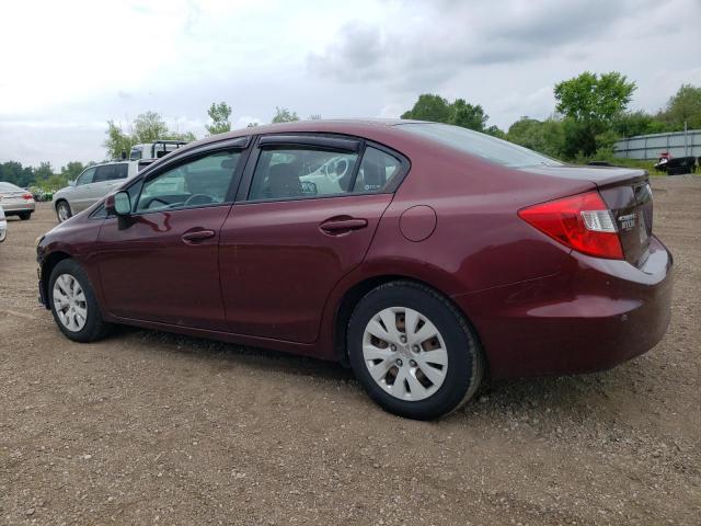 19XFB2F57CE038596 - 2012 HONDA CIVIC LX BURGUNDY photo 2