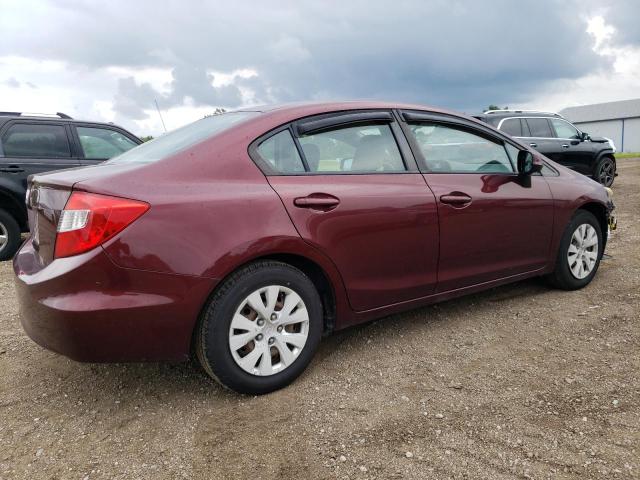 19XFB2F57CE038596 - 2012 HONDA CIVIC LX BURGUNDY photo 3