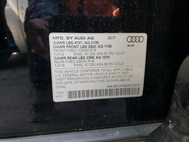 WA1BCCFS8HR015535 - 2017 AUDI Q3 PREMIUM BLACK photo 12