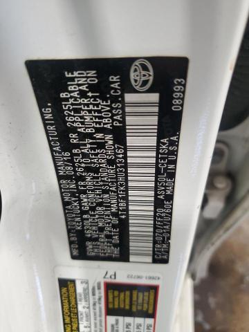 4T1BF1FK3HU313467 - 2017 TOYOTA CAMRY SE LE 白色 照片 12