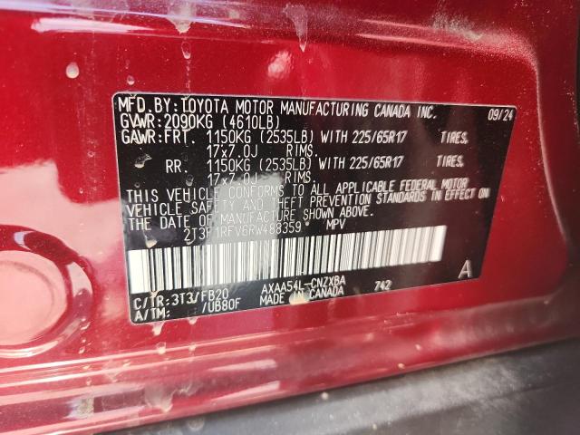 2T3F1RFV6RW488359 - 2024 TOYOTA RAV4 LE წითელი ფოტო 12