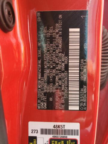 5TFDV58108X063261 - 2008 TOYOTA TUNDRA CREWMAX LIMITED RED photo 12