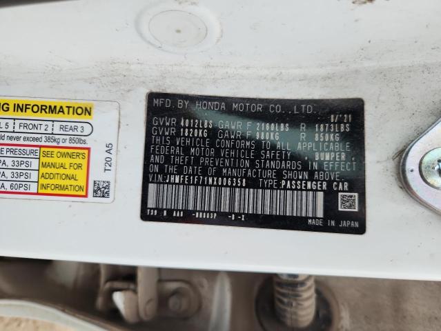 JHMFE1F71NX006358 - 2022 HONDA CIVIC EX თეთრი ფოტო 13