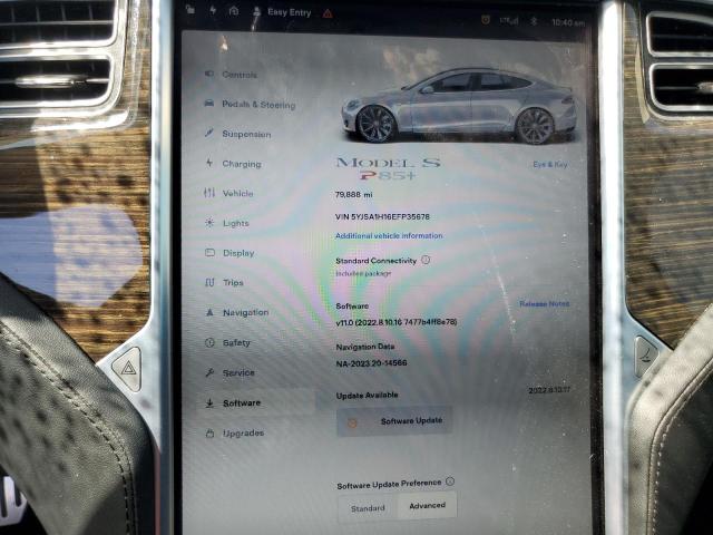 5YJSA1H16EFP35678 - 2014 TESLA MODEL S 银色 照片 9