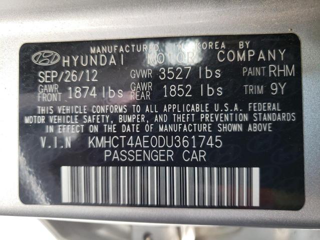 KMHCT4AE0DU361745 - 2013 HYUNDAI ACCENT GLS SILVER photo 13