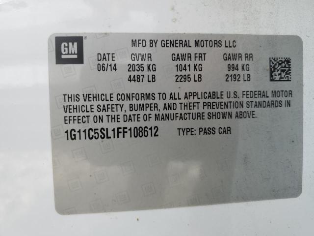 1G11C5SL1FF108612 - 2015 CHEVROLET MALIBU 1LT 白色 照片 12