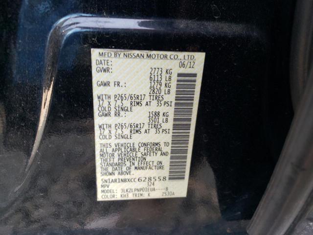 5N1AR1NBXCC628558 - 2012 NISSAN PATHFINDER S BLACK photo 13